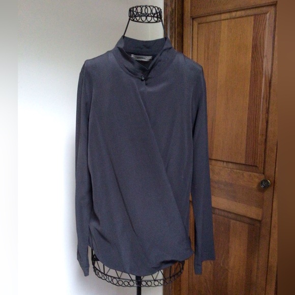 humanoid Tops - Humanoid slate grey silk blouse, XS